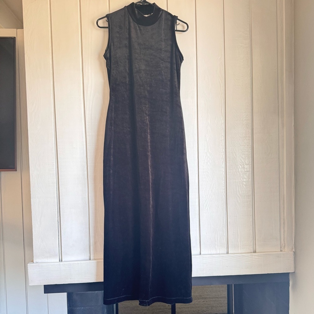 Vintage Black Velvet Turtleneck Gown